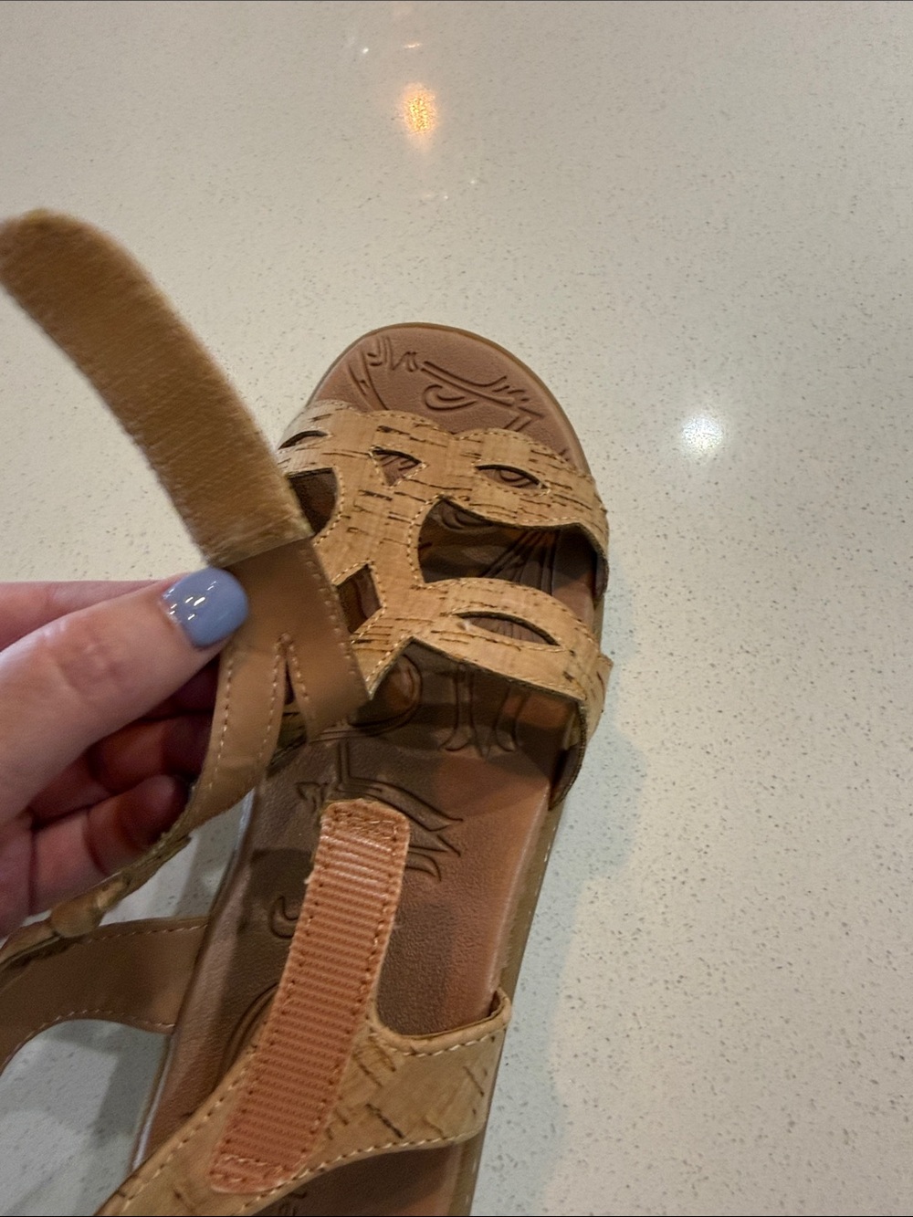 BareTraps Tan Cork-Style Strappy Slingback Sandals Size 9 - Picture 8 of 8